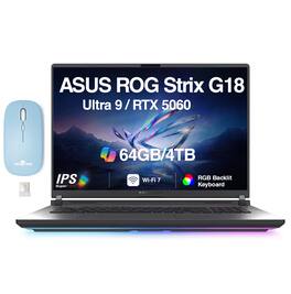 ASUS - Upgraded - ROG Strix G18 Laptop 18 WQXGA Display (Ultra 9- 275HX, 64GB, 4TB SSD, Win 11 Pro) w/Dockztorm Wireless Mouse - Gray