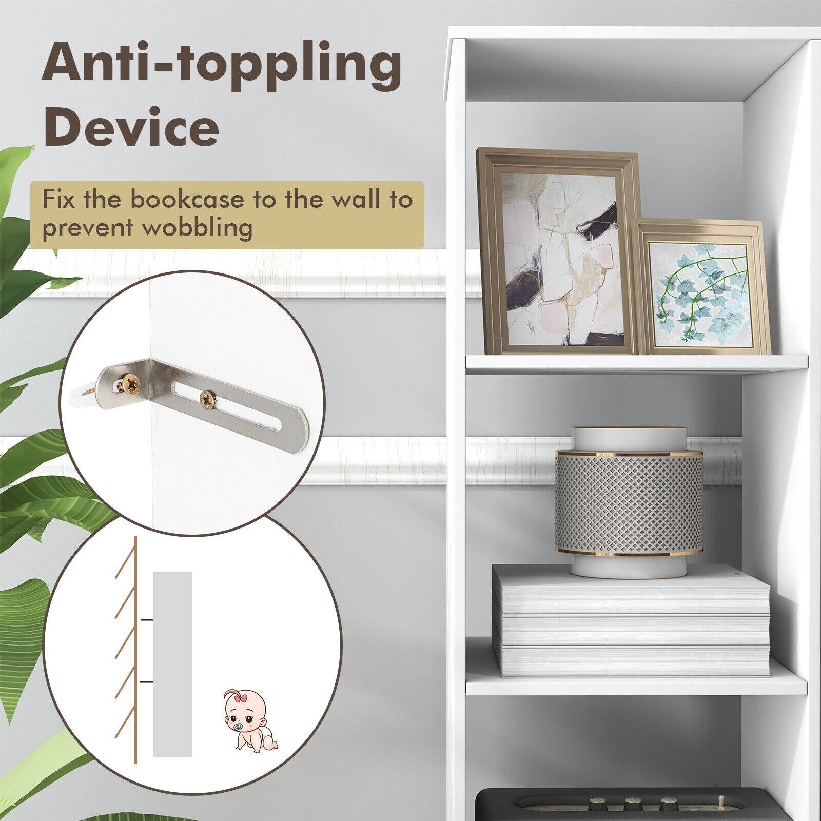 Anti-toppling Device: Fix the bookcase to the wall to prevent wobbling.