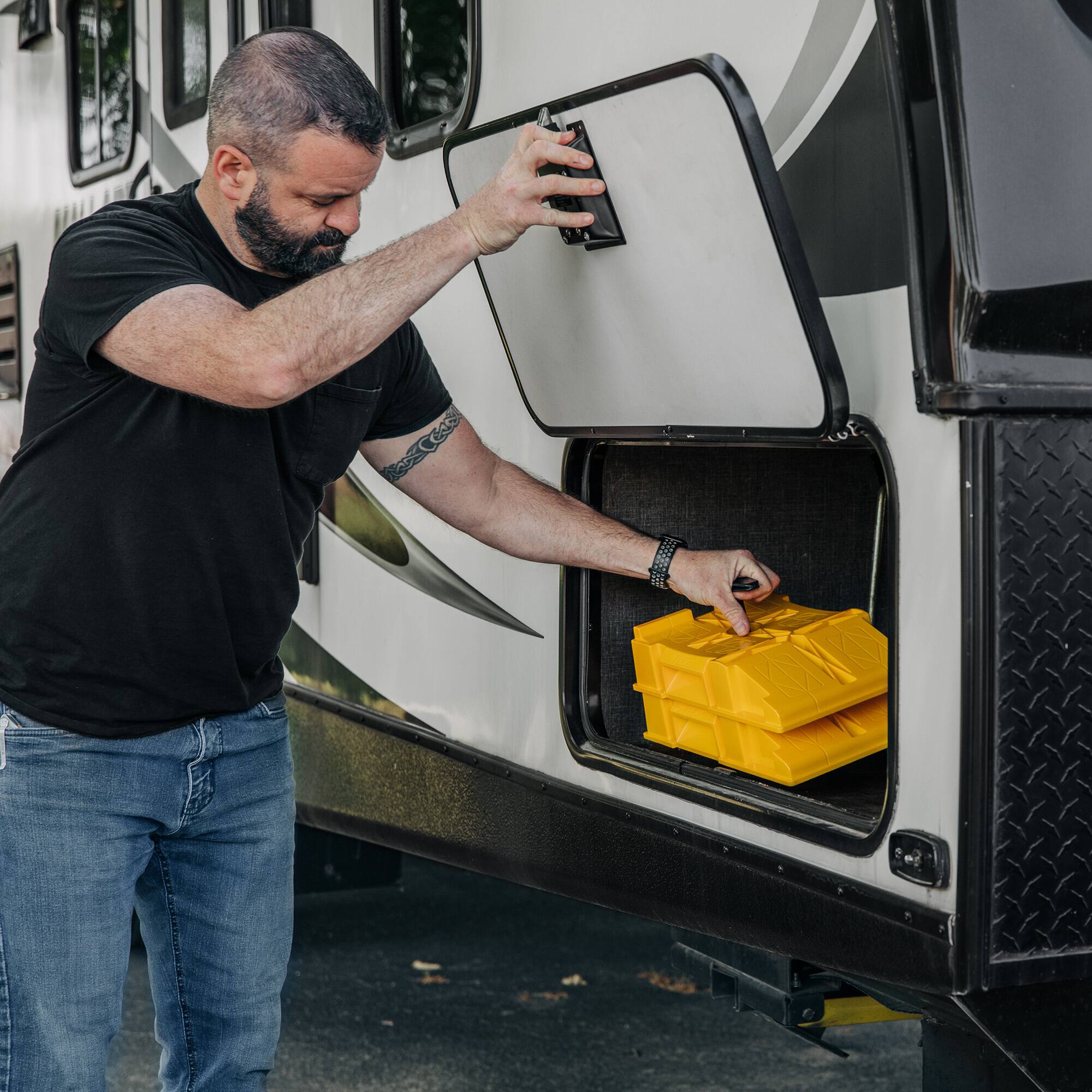 Alt View 4. Camco - Camco FasTen Premium RV Leveling Trailer Ramps with T-Handle, 2.5" Lift, 2-Pack.