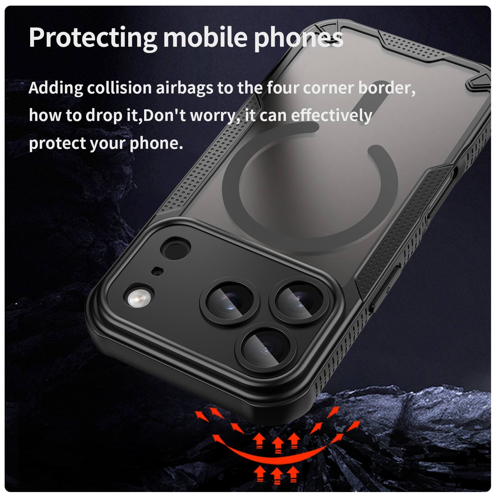 Protecting mobile phones

Adding collision airbags to the four corner border, how to drop it, Don't worry, it can effectively protect your phone.