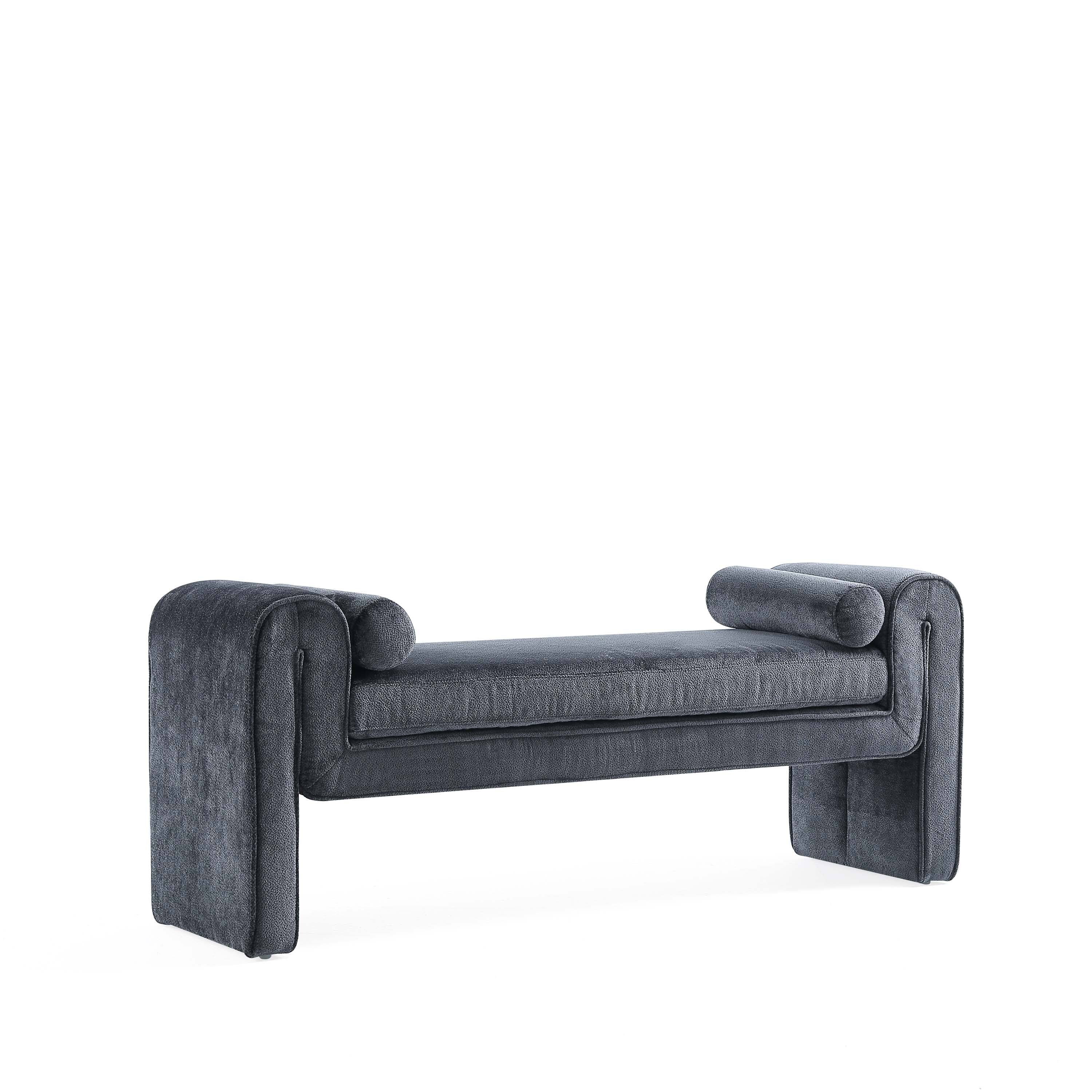Alt View 3. Manhattan Comfort - Concord Modern Glam Chenille Accent Bench - Black.