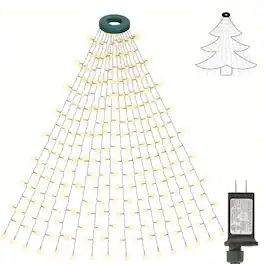 Oumilen - Christmas Tree Net String Lights – 6.5FT Warm White Wrap Ring Lights with 8 Modes, UL Certified for Xmas Tree Decor