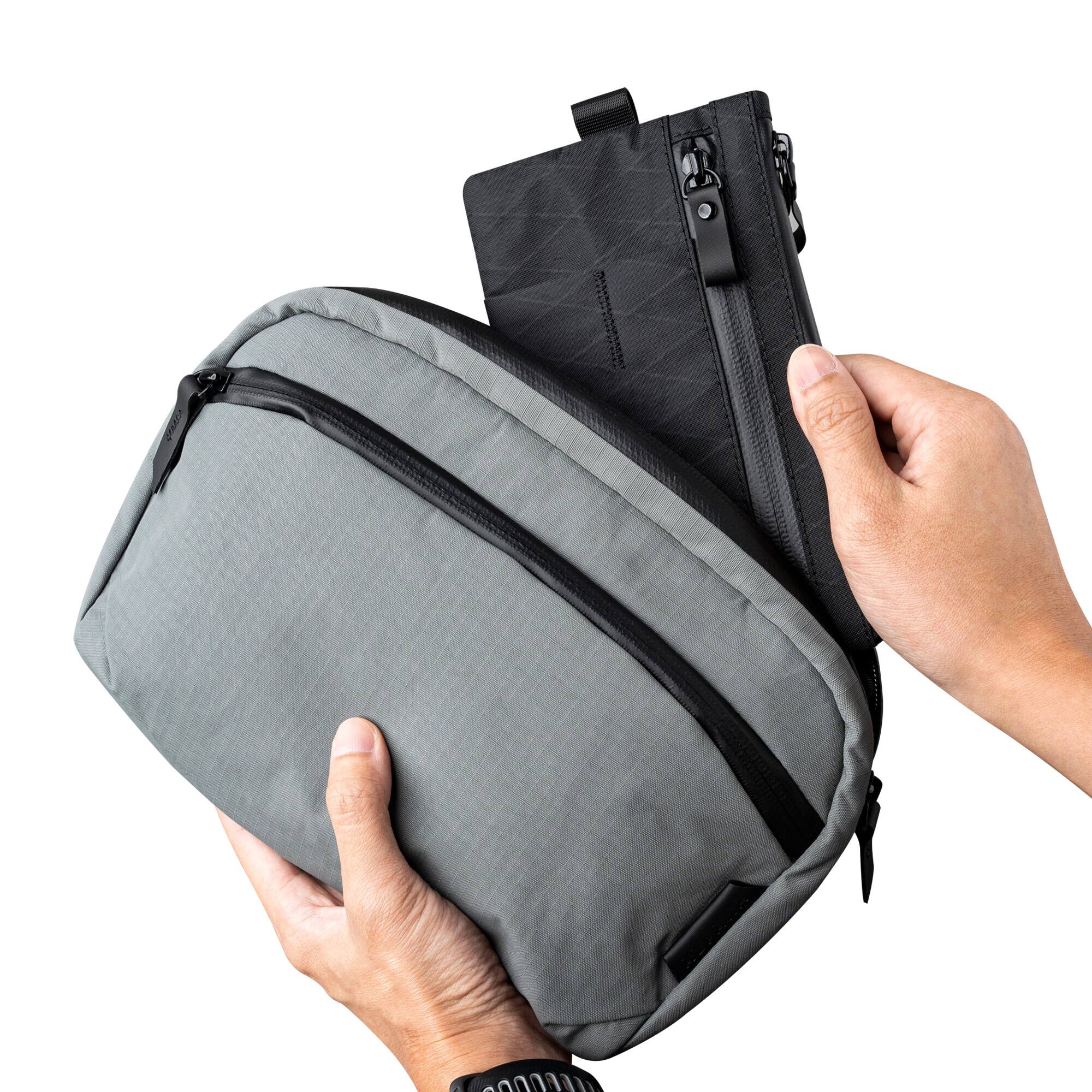 Alt View 4. ALPAKA - Weatherproof Zip Clutch with Hand Strap, RFID Blocking, YKK AquaGuard Zippers, 3 External Slots, HUB Compatible - Black X-Pac VX21.