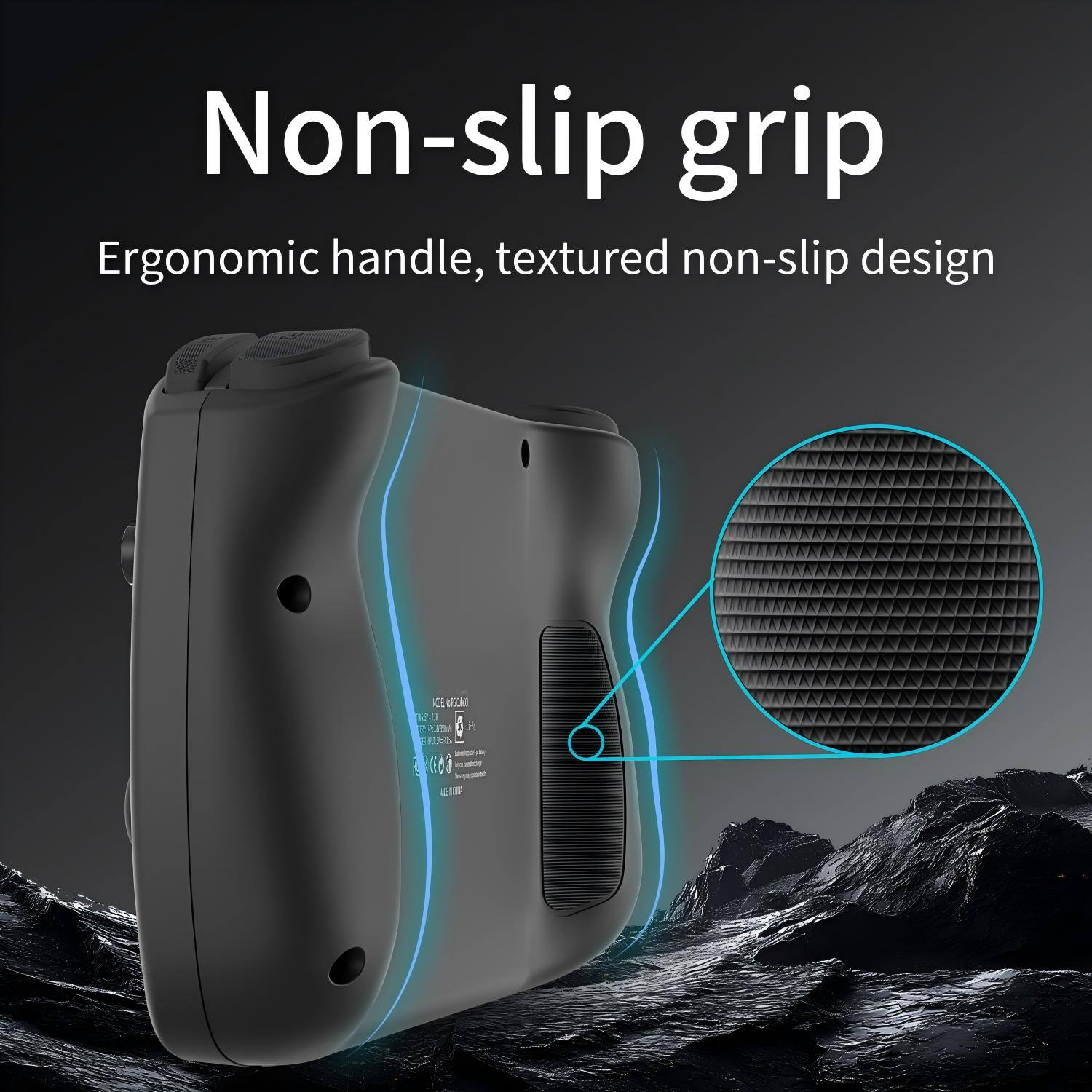 Non-slip grip  
Ergonomic handle, textured non-slip design