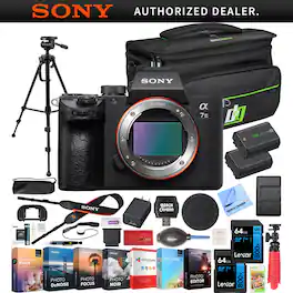 Sony - a7 III Alpha Mirrorless 4K Camera + Deco Gear Case & Extra Battery Kit Bundle