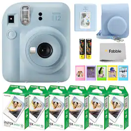 Fujifilm - Instax Mini 12 Bundle: 60 Sheets Film, Case, Strap & Photo Album - Pastel Blue