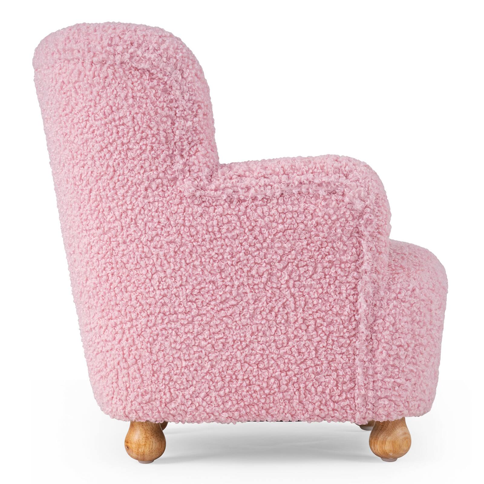 Alt View 8. Costway - Costway Sherpa Kids Sofa with Solid Rubber Wood Legs for Boys & Girls Aged 3+ for Bedroom - Pink.