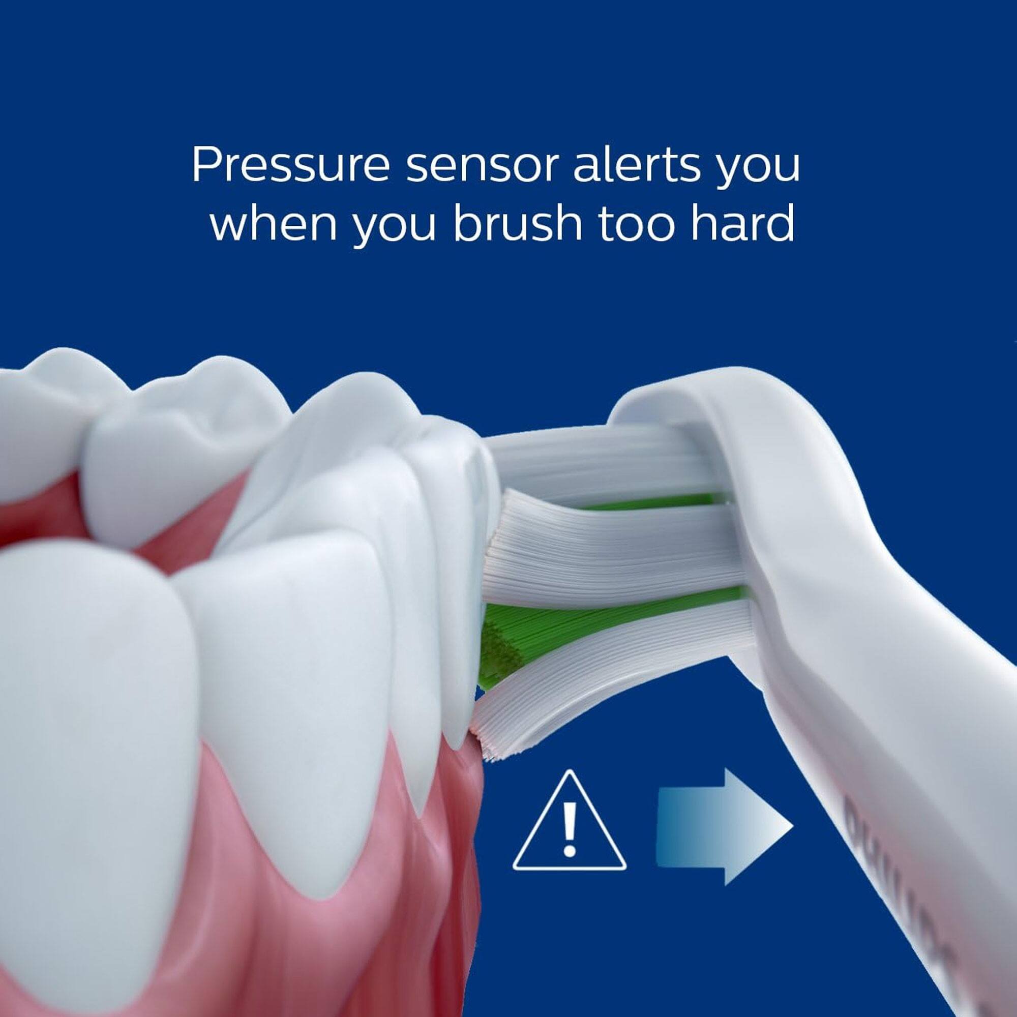 Pressure sensor alerts you when you brush too hard