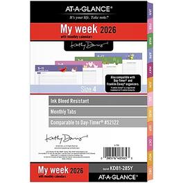 AT-A-GLANCE - 2026 Kathy Davis 8.5" x 5.5" Weekly & Monthly Planner Refill Pages, Multicolored - Multicolor