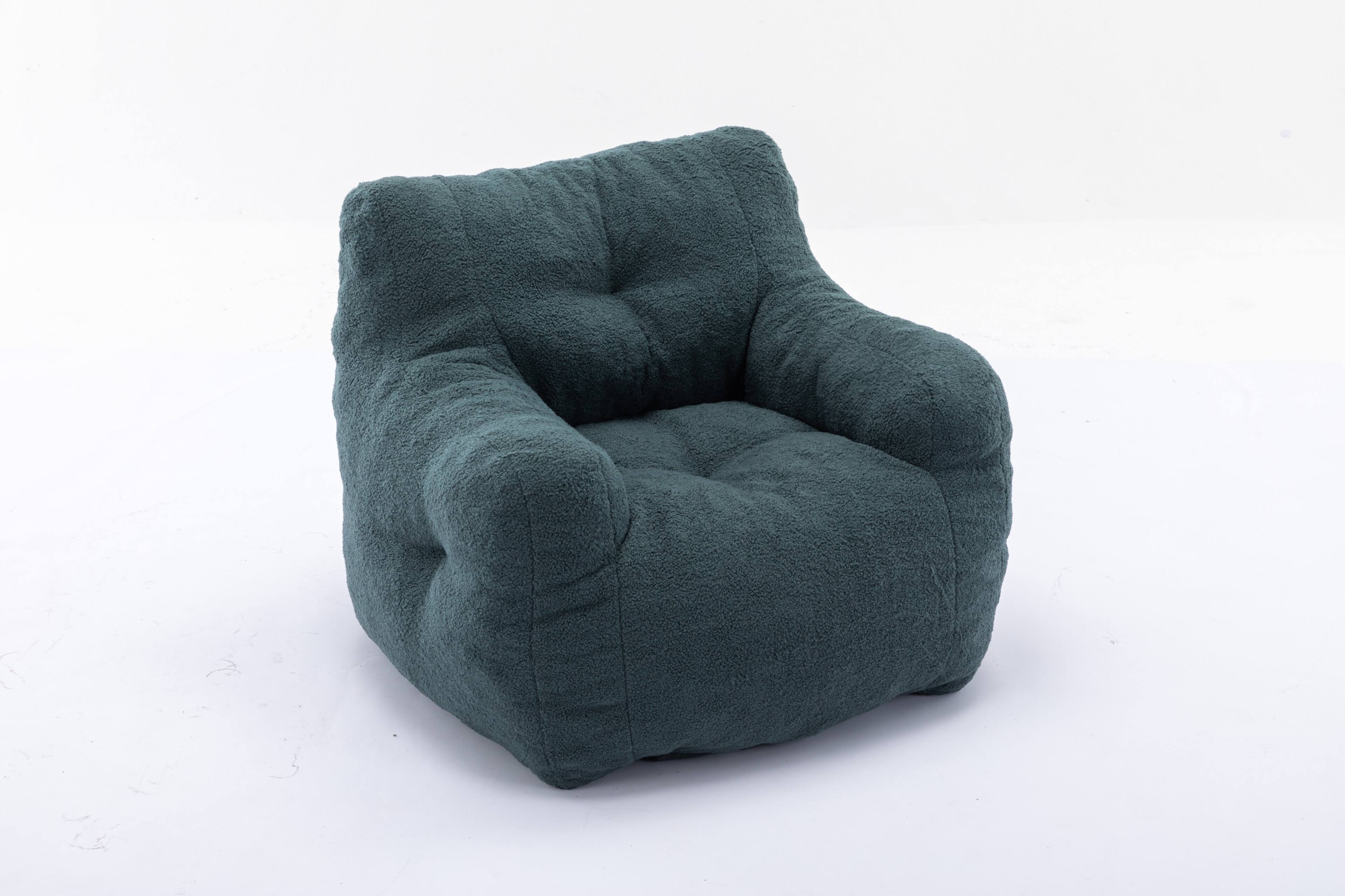 Alt View 10. GOODSILO - Luxury Plush Bean Bag Chair with Ergonomic Support - Soft Teddy Fabric and Memory Foam Filling for Ultimate Comfort - Green.