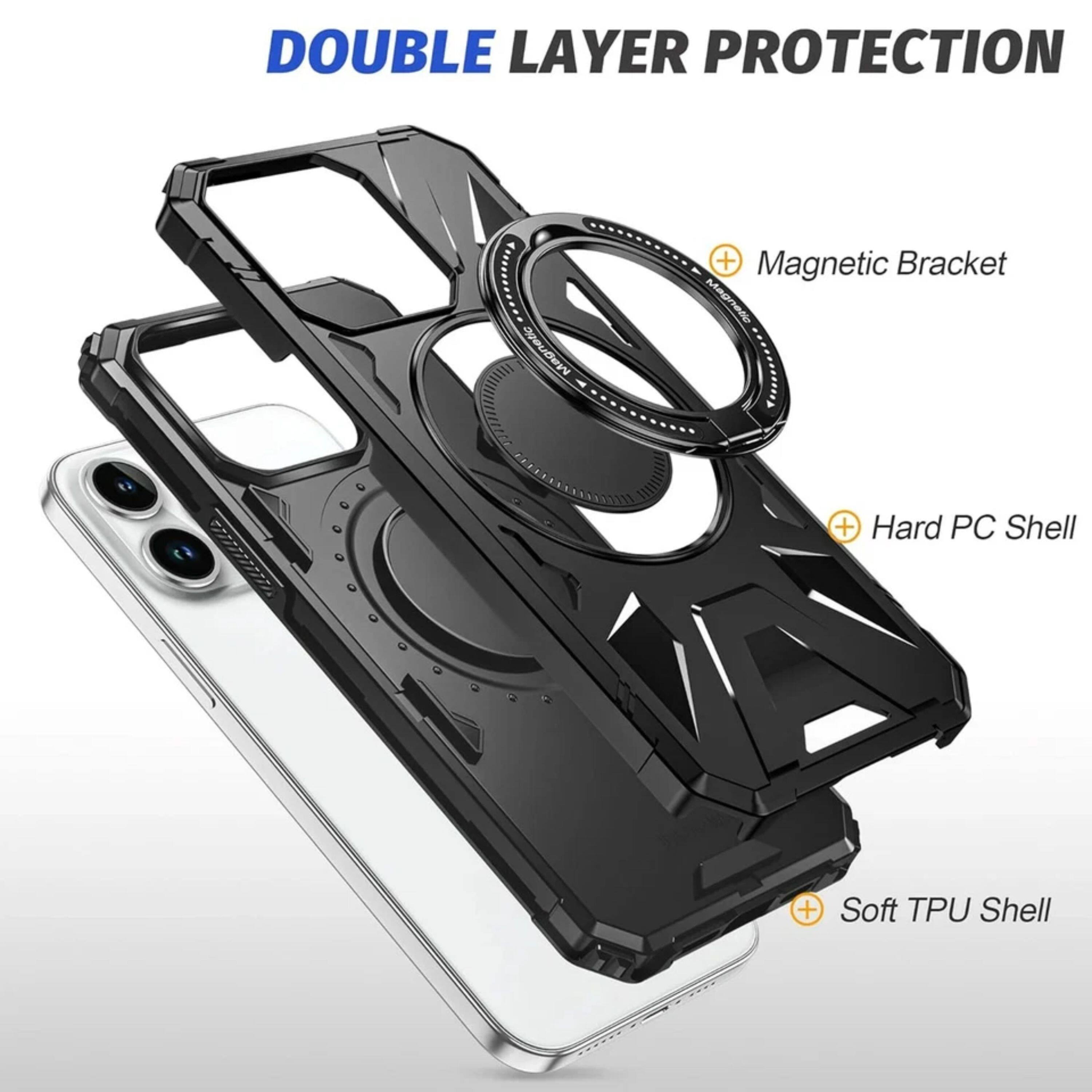 DOUBLE LAYER PROTECTION  
Magnetic Bracket  
Hard PC Shell  
Soft TPU Shell