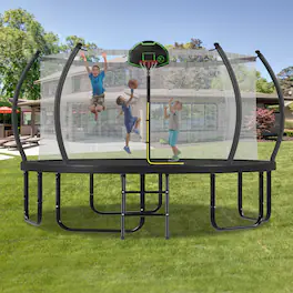 LOVMOR - 12 FT Trampoline with Basketball Hoop and Ladder Recreational Trampoline for Adults