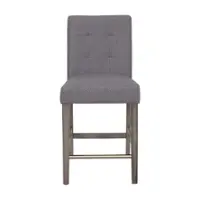 CorLiving - Leila Fabric Square Tufted Counter Height Barstool - Silver Grey - Front_Zoom