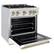 Left. ZLINE - ZLINE Autograph 30 in. Classic Satin Steel Gas Range w/ White Door & Bronze Accents (CGRSZ-WM-30-CB) - White.