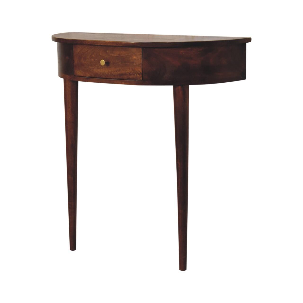 Left. Artisan Furniture - Artisan Furniture Backless Mounted Chestnut Console, Nordic Style, 1 Drawer - Dark Brown.