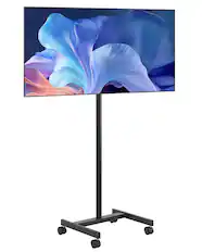 Front. VEVOR - Rolling TV Stand, Mobile TV Cart for 17-55 Inch Screens, Portrait to Landscape, Portable TV Stand with Wheels - Black.