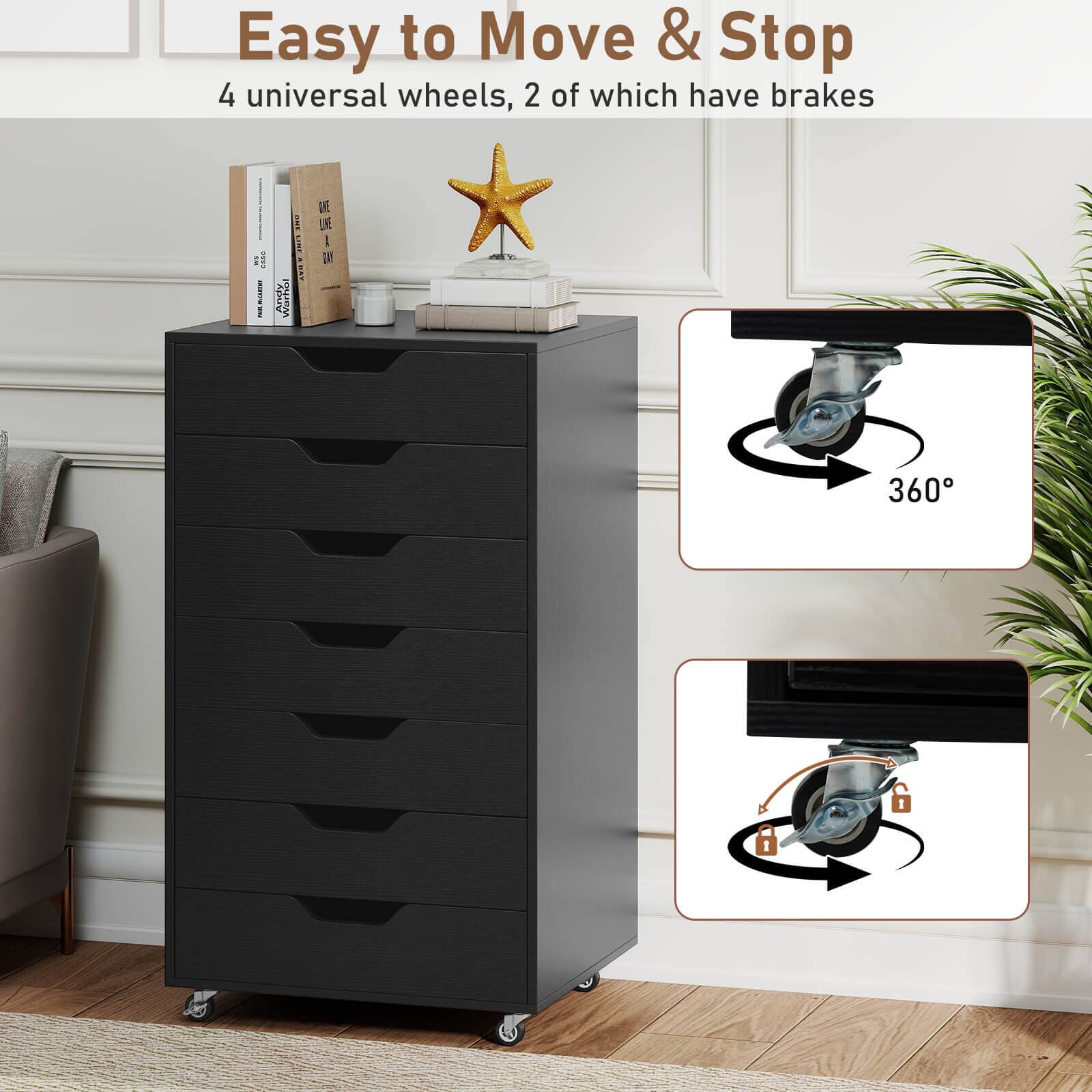 Easy to Move & Stop  
4 universal wheels, 2 of which have brakes  

360°