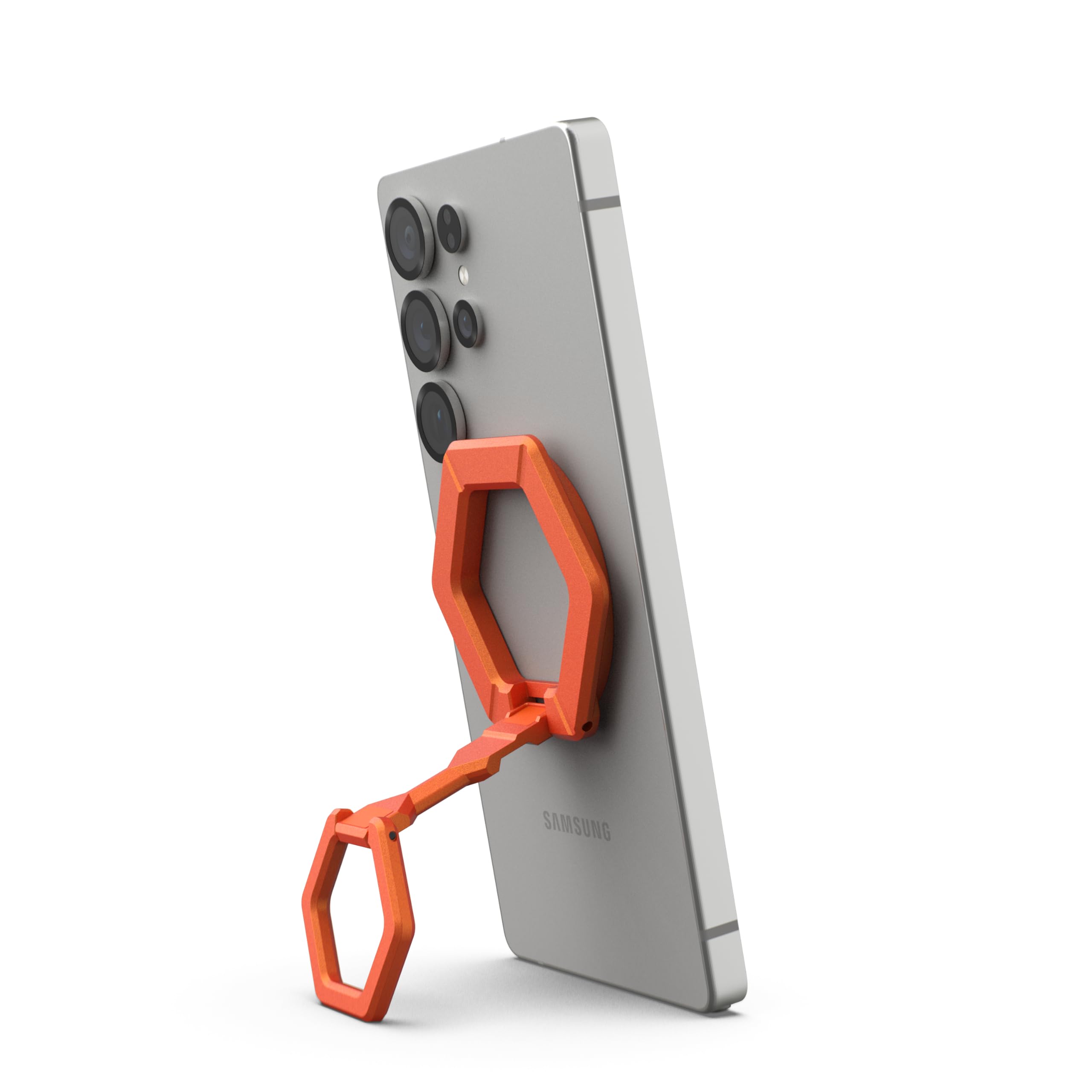 Alt View 4. UAG - Magnetic Phone Ring Stand, Universal MagSafe Phone Grip & Stand, Ultra-Strong Magnetic Hold, Premium Zinc, Sturdy - Burnt Orange.