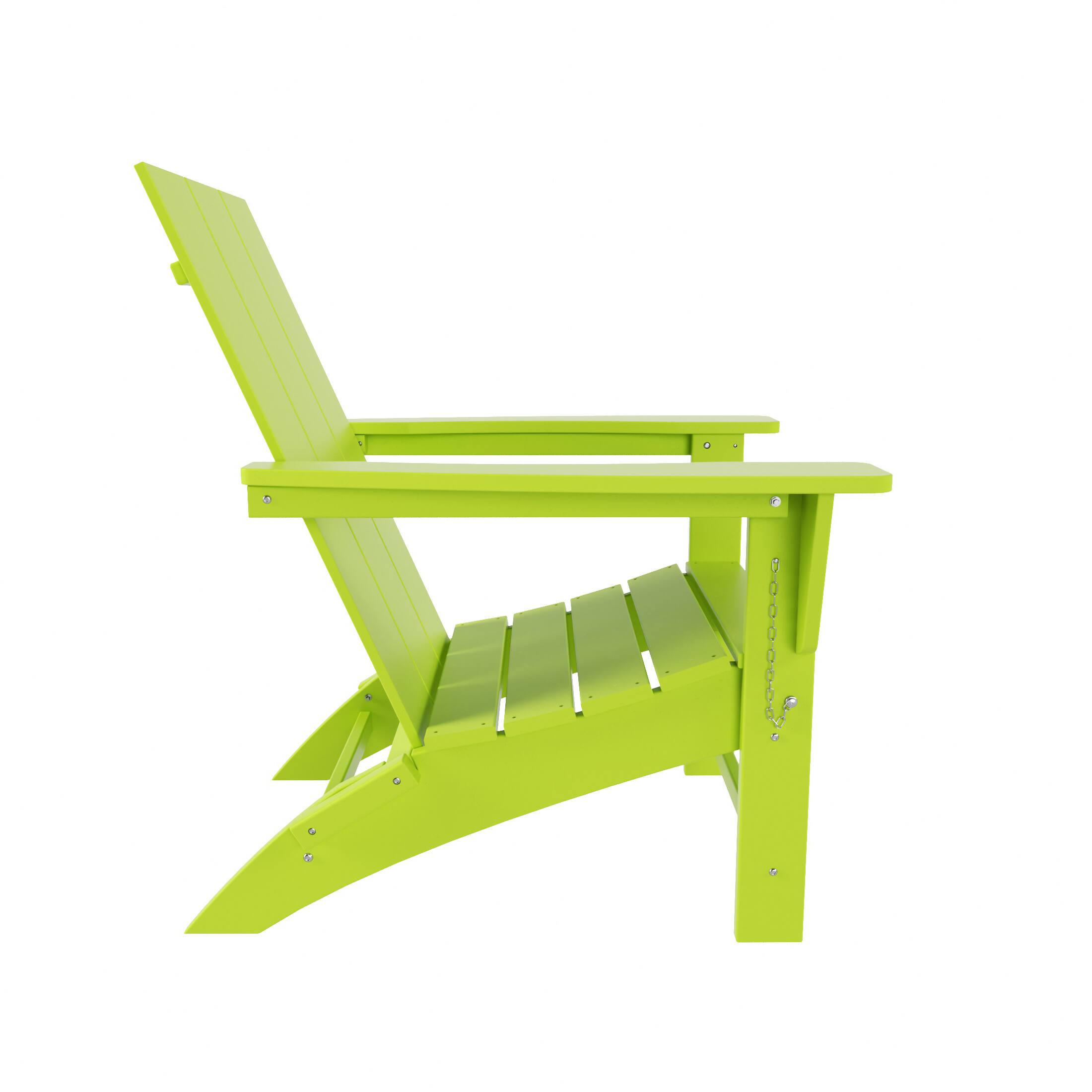 Back. WestinTrends - WestinTrends Ashore Outdoor HDPE Modern Folding Adirondack Chair - Lime.