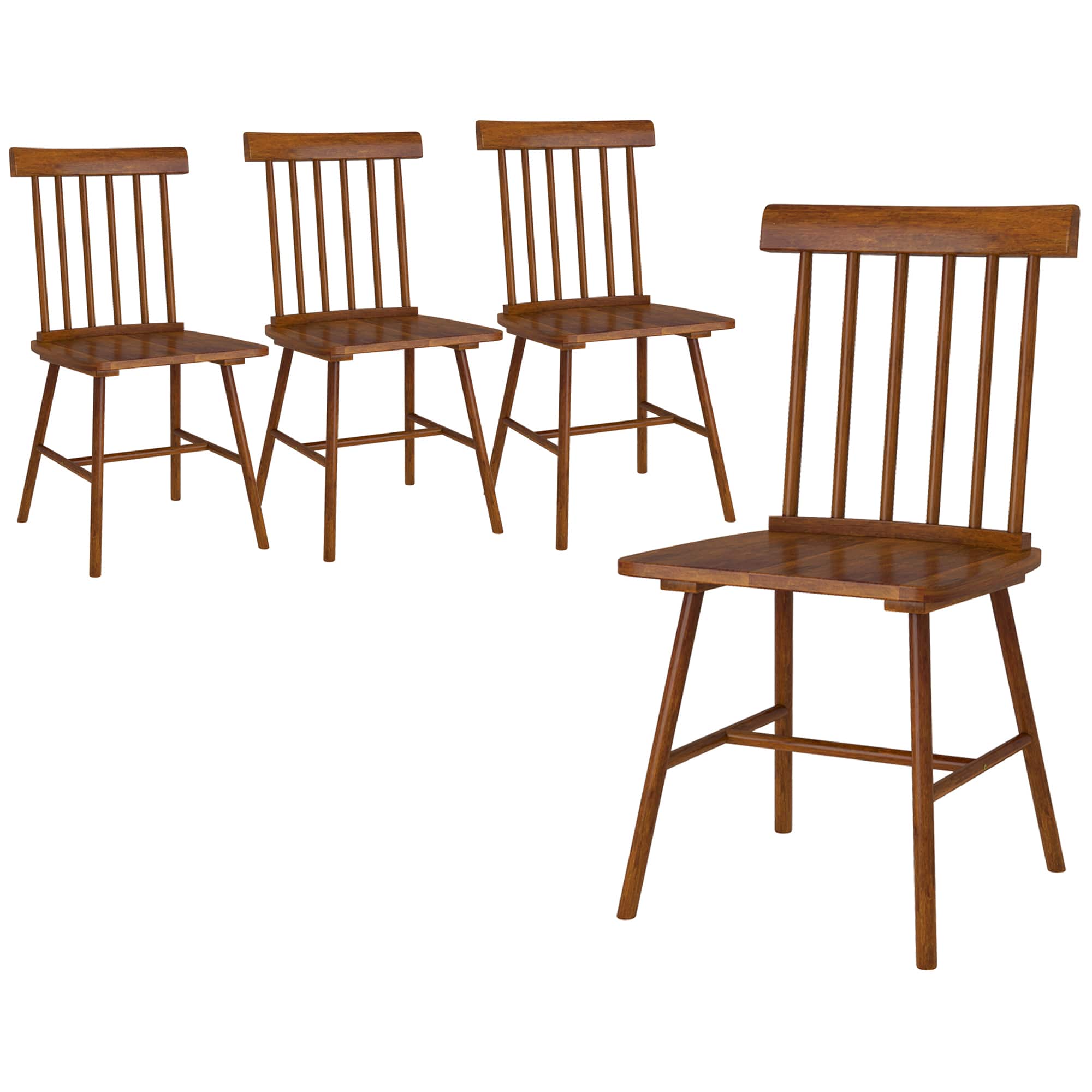 Homcom - Windsor Dining Chairs Set of 2, Farmhouse Wooden Kitchen Chairs with Spindle Backrest for Dining Room, Living Room - Light Brown