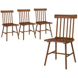 Homcom - Windsor Dining Chairs Set of 2, Farmhouse Wooden Kitchen Chairs with Spindle Backrest for Dining Room, Living Room - Light Brown