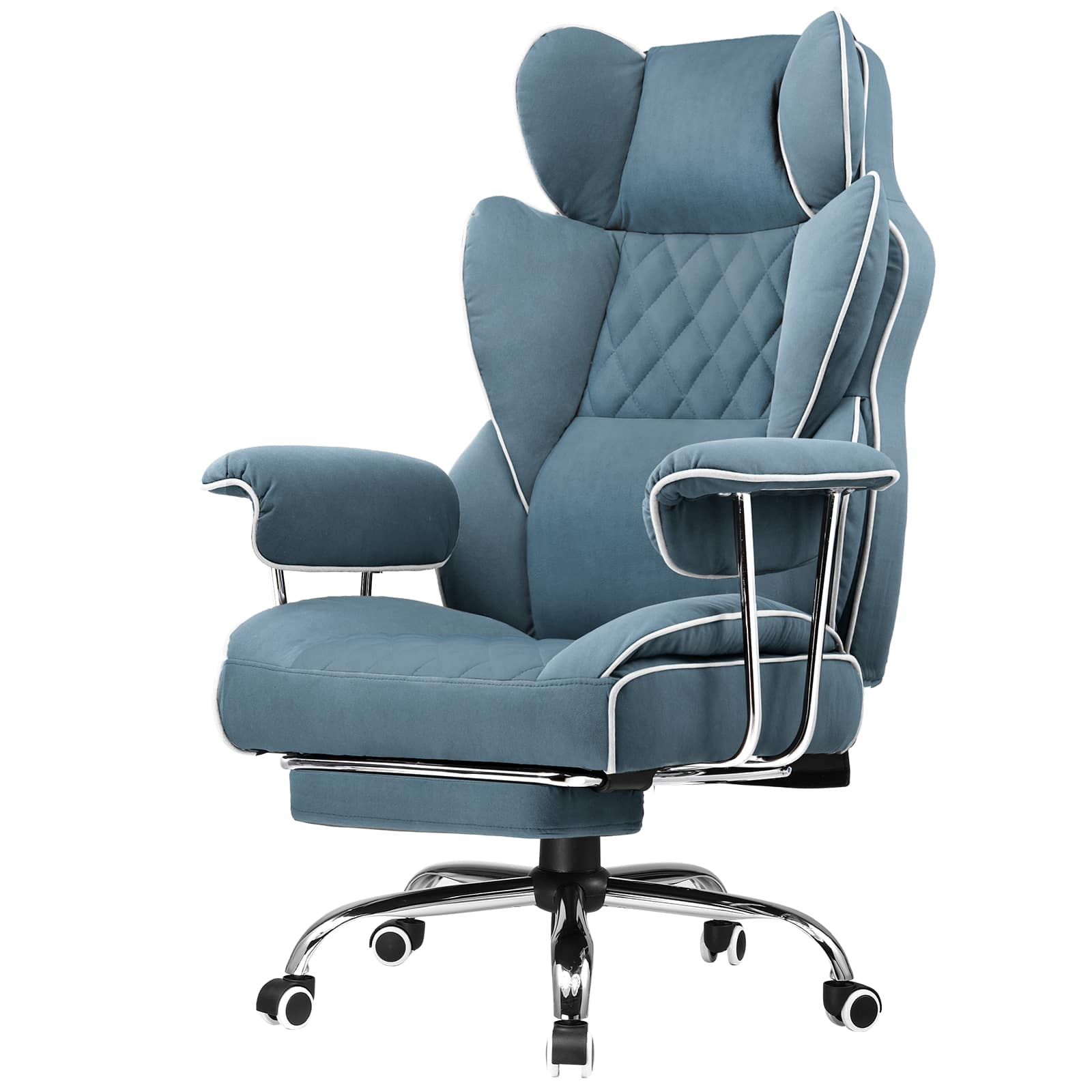 Front. GTPlayer - 400lbs Heavy Duty Gaming Chair Fabric Comfortable Ergonomic Computer Chair with Soft Armrests,Blue - Blue.