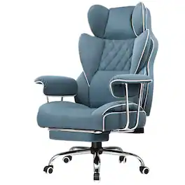 GTPlayer - 400lbs Heavy Duty Gaming Chair Fabric Comfortable Ergonomic Computer Chair with Soft Armrests - Blue