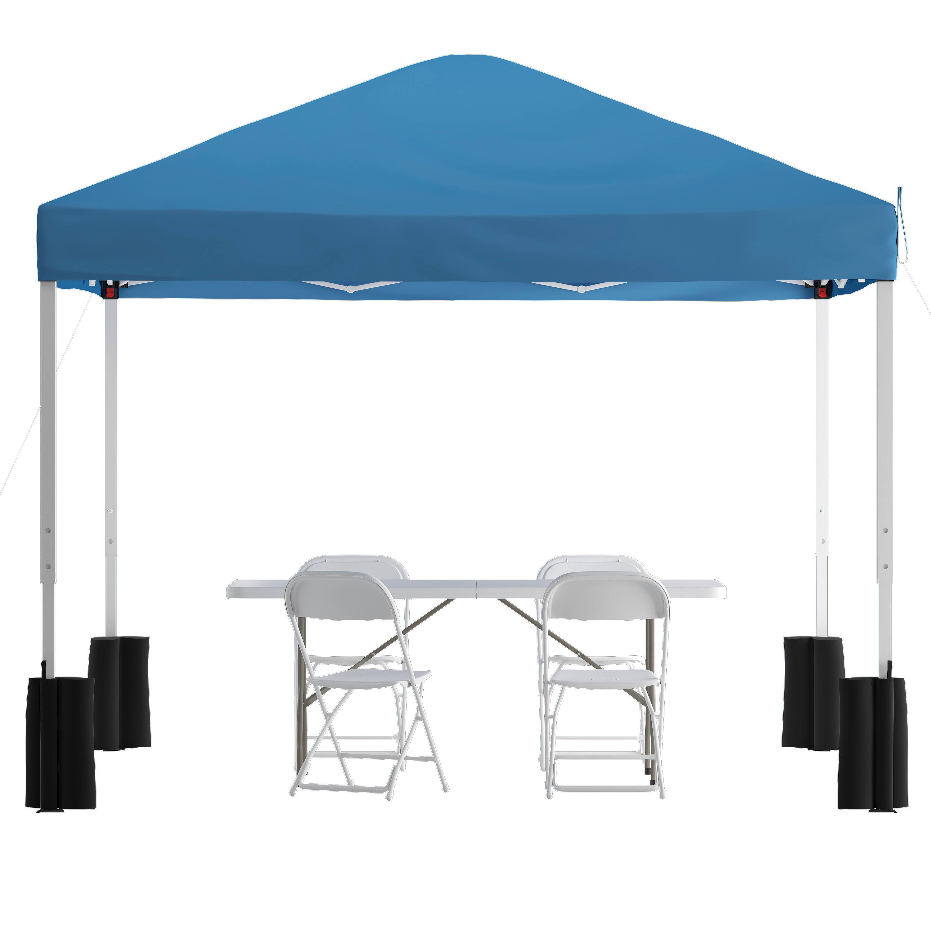Alt View 1. Emma + Oliver - Outdoor Event/Tailgate Set with Pop Up Event Canopy with Wheeled Case, Bi-Fold Table and 4 Folding Chairs - Blue.
