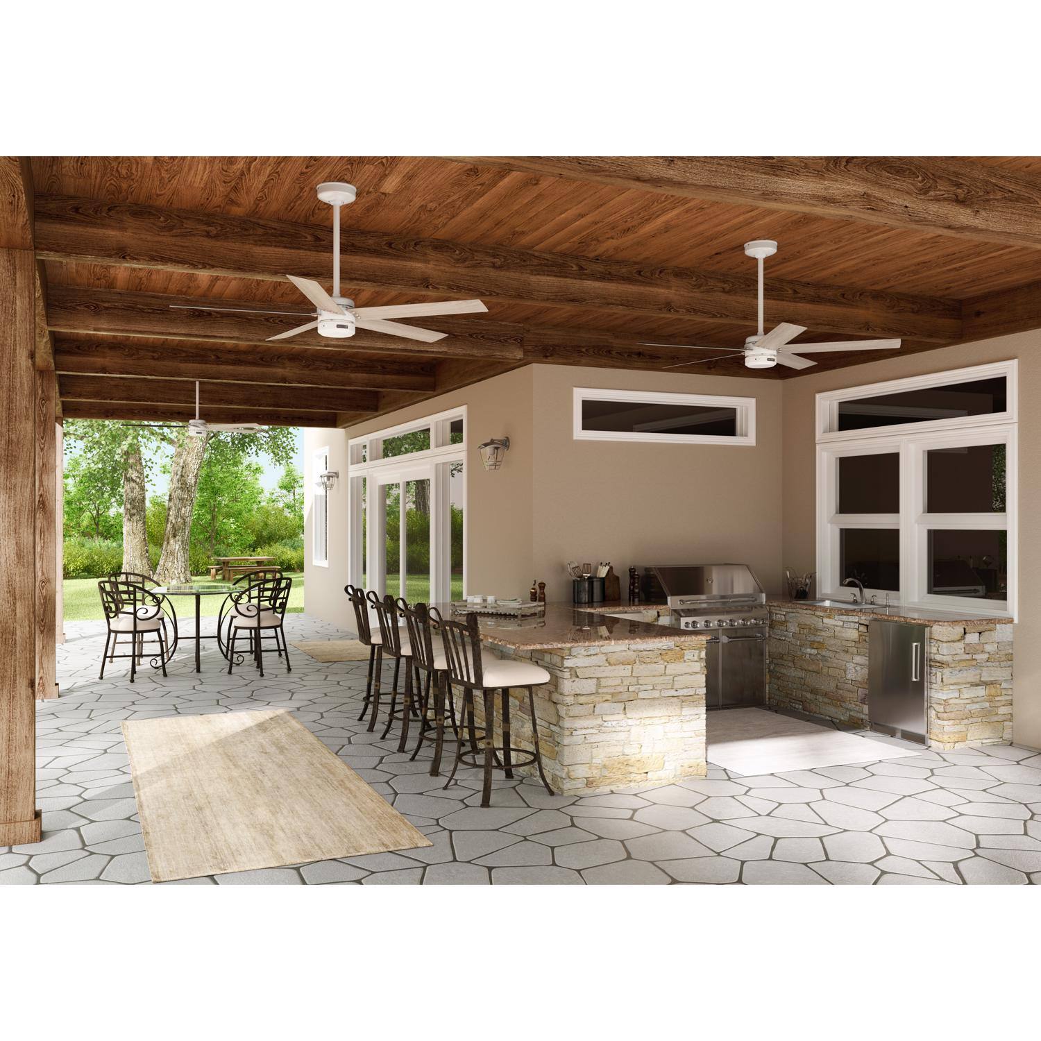 Angle. Hunter - Hunter Fan Burton 52 in. White Indoor and Outdoor Ceiling Fan.