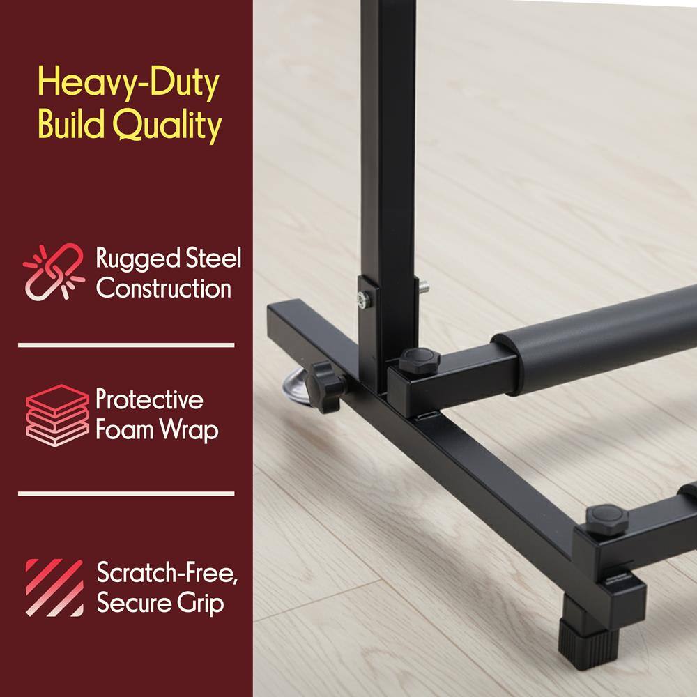 Heavy-Duty Build Quality  
Rugged Steel Construction  
Protective Foam Wrap  
Scratch-Free, Secure Grip