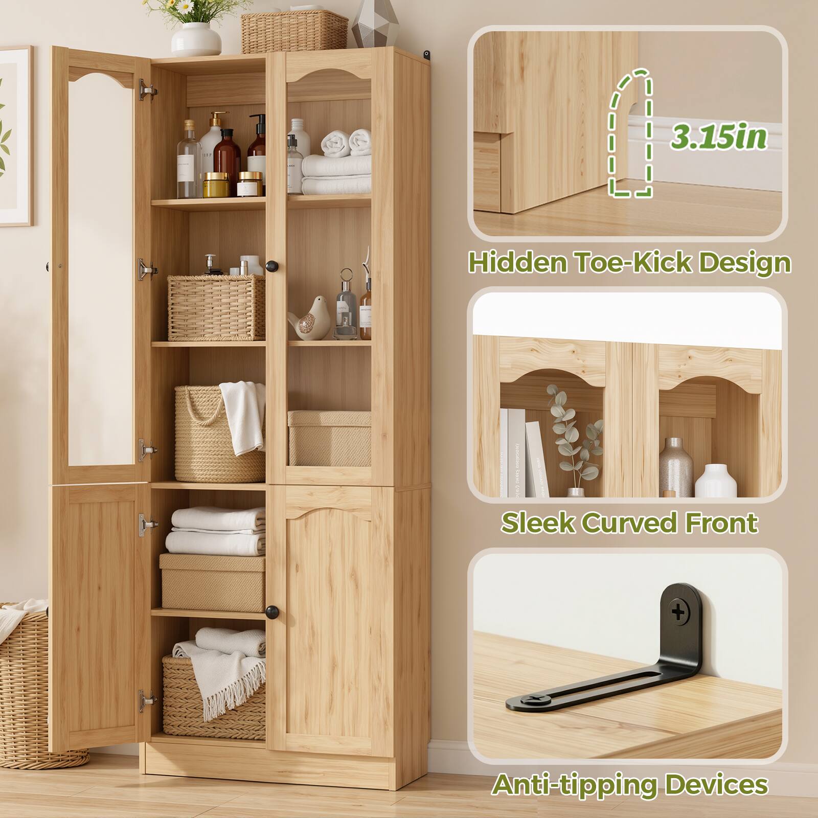 3.15in Hidden Toe-Kick Design  
Sleek Curved Front  
Anti-tipping Devices