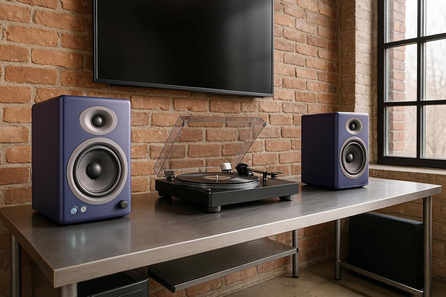 Left. Audioengine - A5+ Home Music System w/ Bluetooth aptX-HD - Blue.