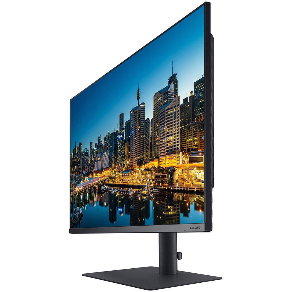 Left. Samsung - Samsung ViewFinity 32" TU874 LED UHD Monitor (HDMI, USB, Thunderbolt) - Black.