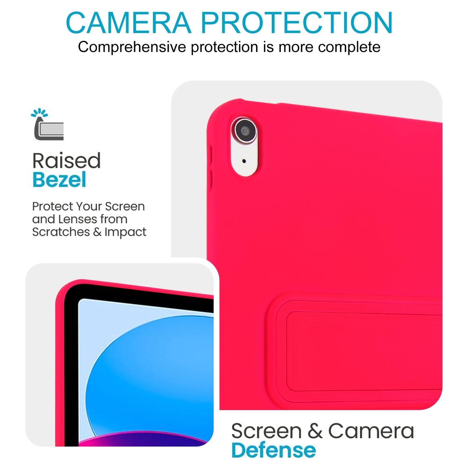 CAMERA PROTECTION  
Comprehensive protection is more complete  

Raised Bezel  
Protect Your Screen and Lenses from Scratches & Impact  

Screen & Camera Defense