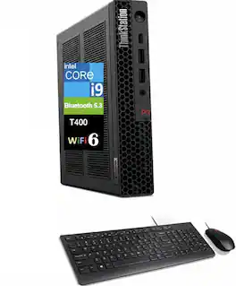 Lenovo - ThinkStation P3 Tiny Workstation Mini Desktop (Intel i9-14900 vPro, T400 4GB, 16GB DDR5, 1TB SSD, Win 11 Pro) - Black