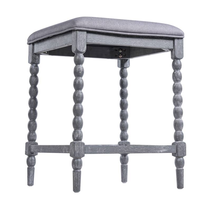 Alt View 2. HTUTWOO - 26" Counter Stools Set of 2, Upholstered Padded Seat, Solid Acacia Wood Frame, for Kitchen Island, Bar & Dining Area - Dark Gray.