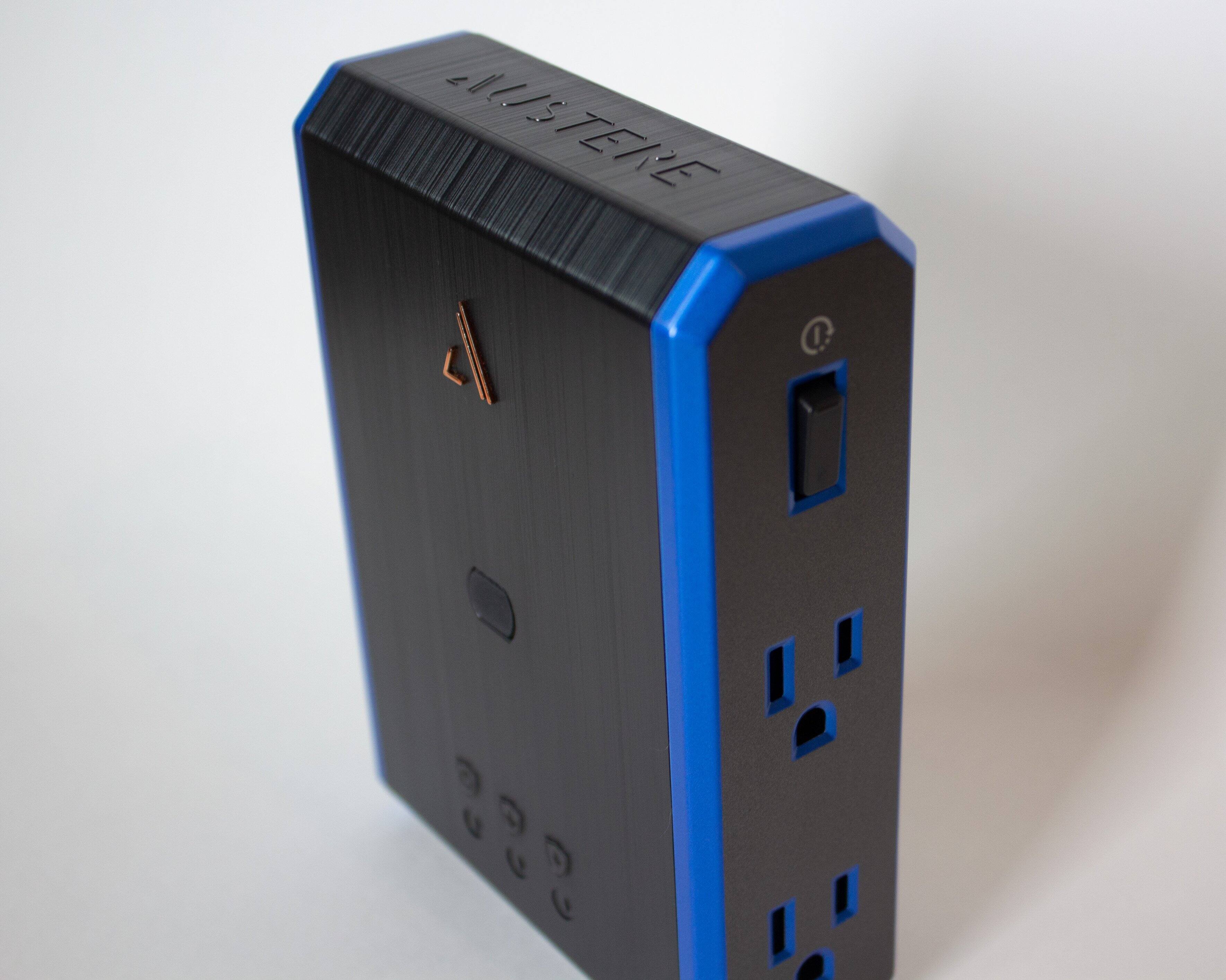 Alt View 11. Austere - V Series Power 4-Outlet/3-USB Wall Tap 3,000 Joules Surge Protector - Black and Blue.