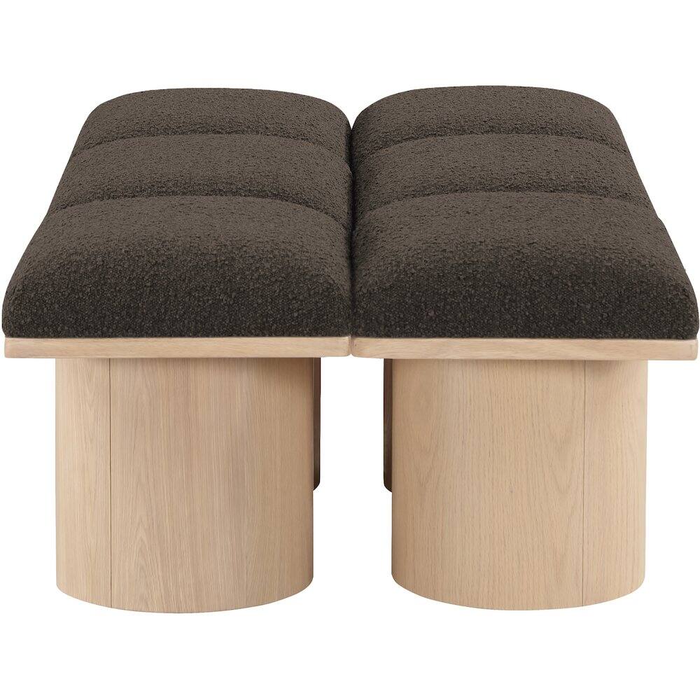 Alt View 2. Meridian Furniture - Pavilion Brown Boucle Fabric Bench - Brown.