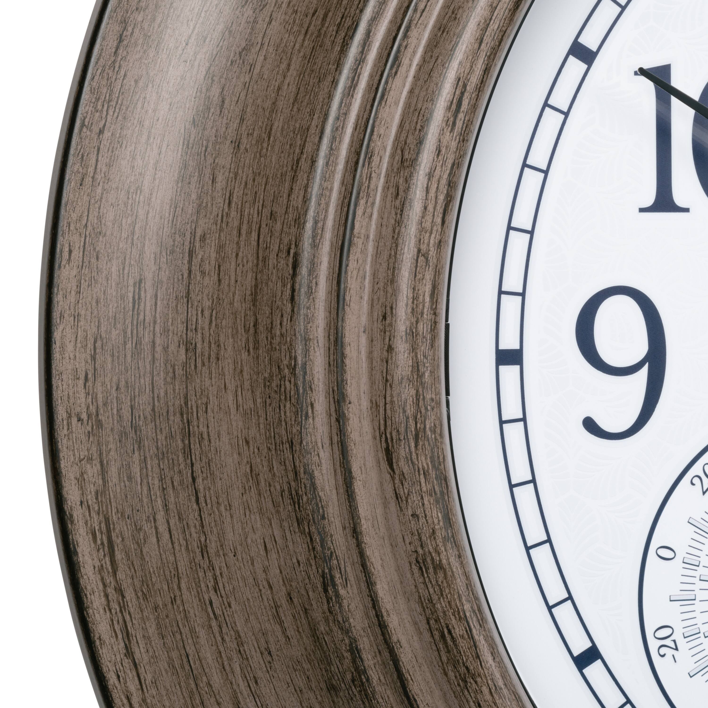 Angle. La Crosse Clock Co. - 21 inch Indoor/Outdoor Leaf Lighted Dial Quartz Analog Wall Clock with Temp & Humidity - Bronze.