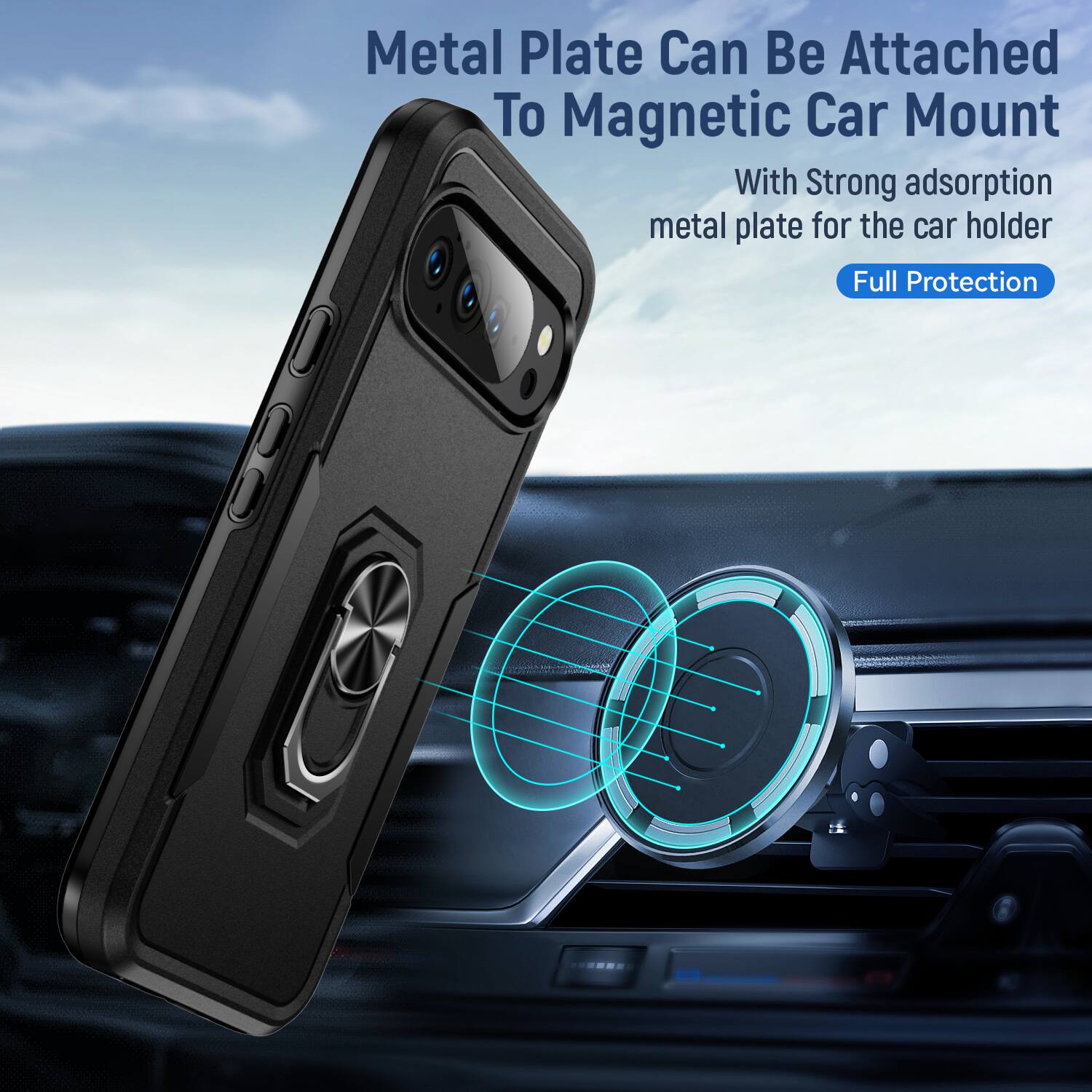 Metal Plate Can Be Attached To Magnetic Car Mount

With Strong adsorption metal plate for the car holder

Full Protection