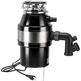 Topteng - 3/4 HP Garbage Disposal with Plug - 2800 RPM High-Speed, Stainless Steel, Auto Overload Protection for Kitchen Sink - Black