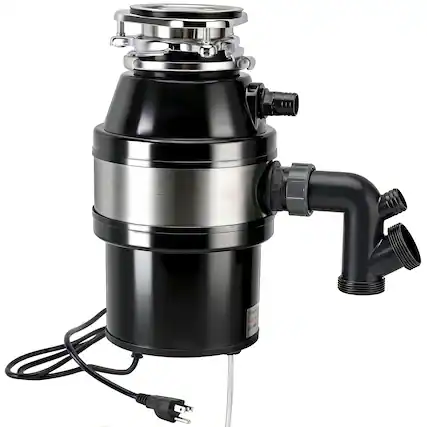Front. Topteng - 3/4 HP Garbage Disposal with Plug - 2800 RPM High-Speed, Stainless Steel, Auto Overload Protection for Kitchen Sink - Black.