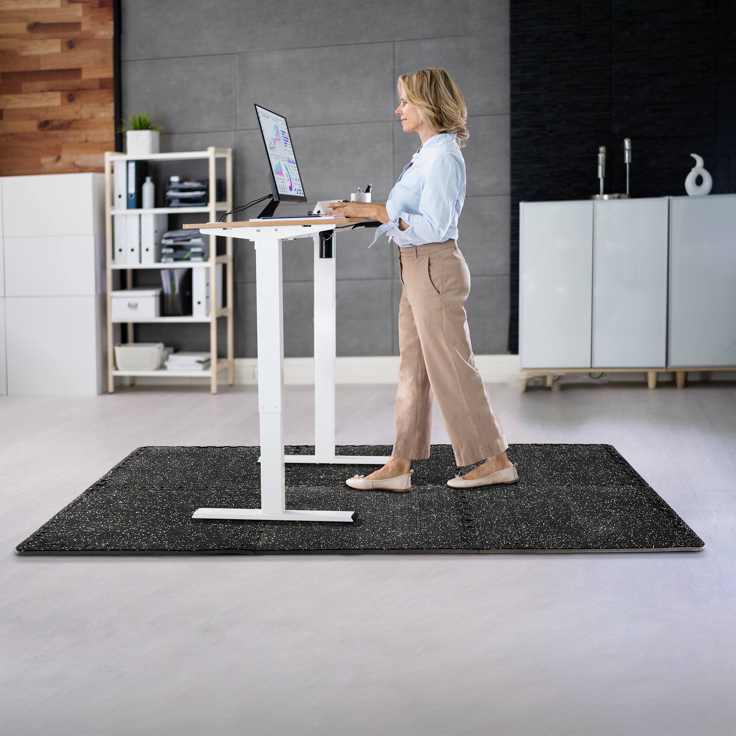 Alt View 3. Sorbus - Sivan Fitness 1/2" Thick Rubber Top High Density EVA Foam Gym Flooring for Home Gym - 48 Sq Ft - Blue.