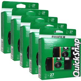 5x FUJIFILM QuickSnap Flash 400 One-Time-Use Disposable Camera (27 Exp, 2-Pack) - Green