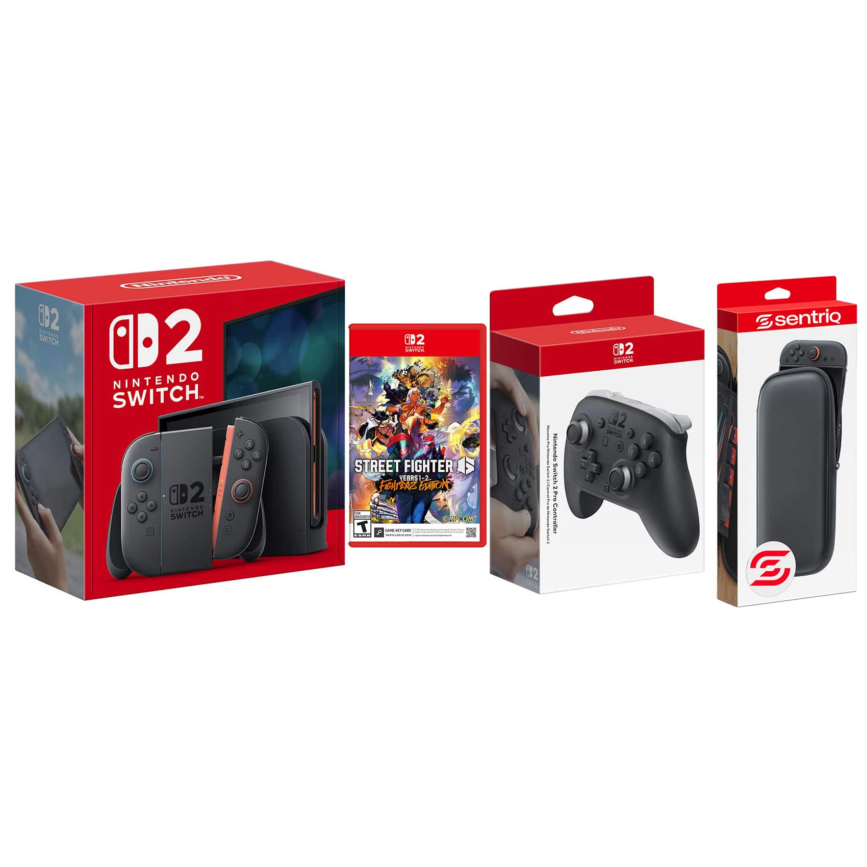 Switch 2 Console with Street Fighter 6, Pro Controller and Protective Case Bundle