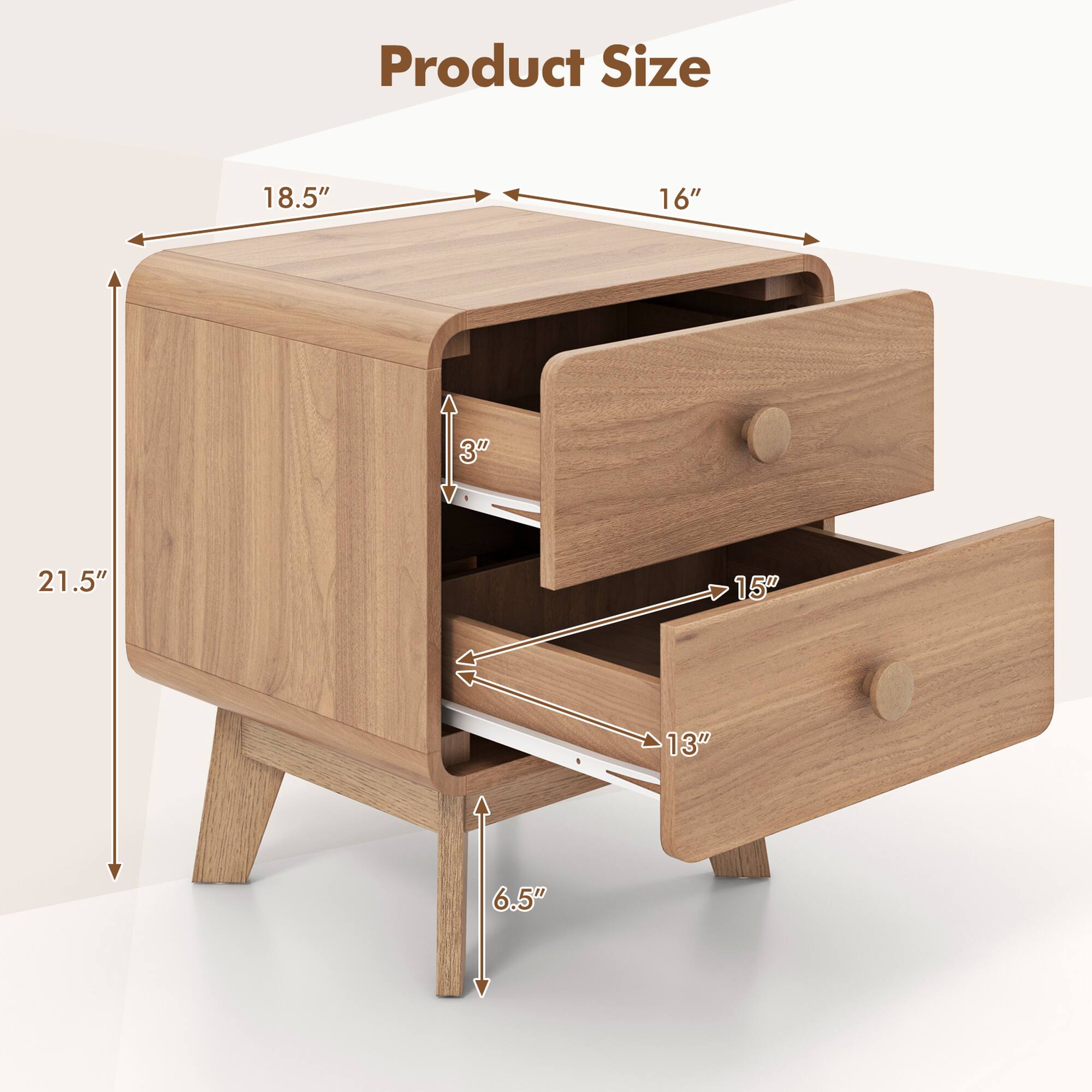 Product Size: 18.5" x 16" x 21.5" x 15" x 13" x 3" x 6.5"