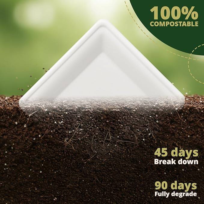 100% COMPOSTABLE  
45 days Break down  
90 days Fully degrade
