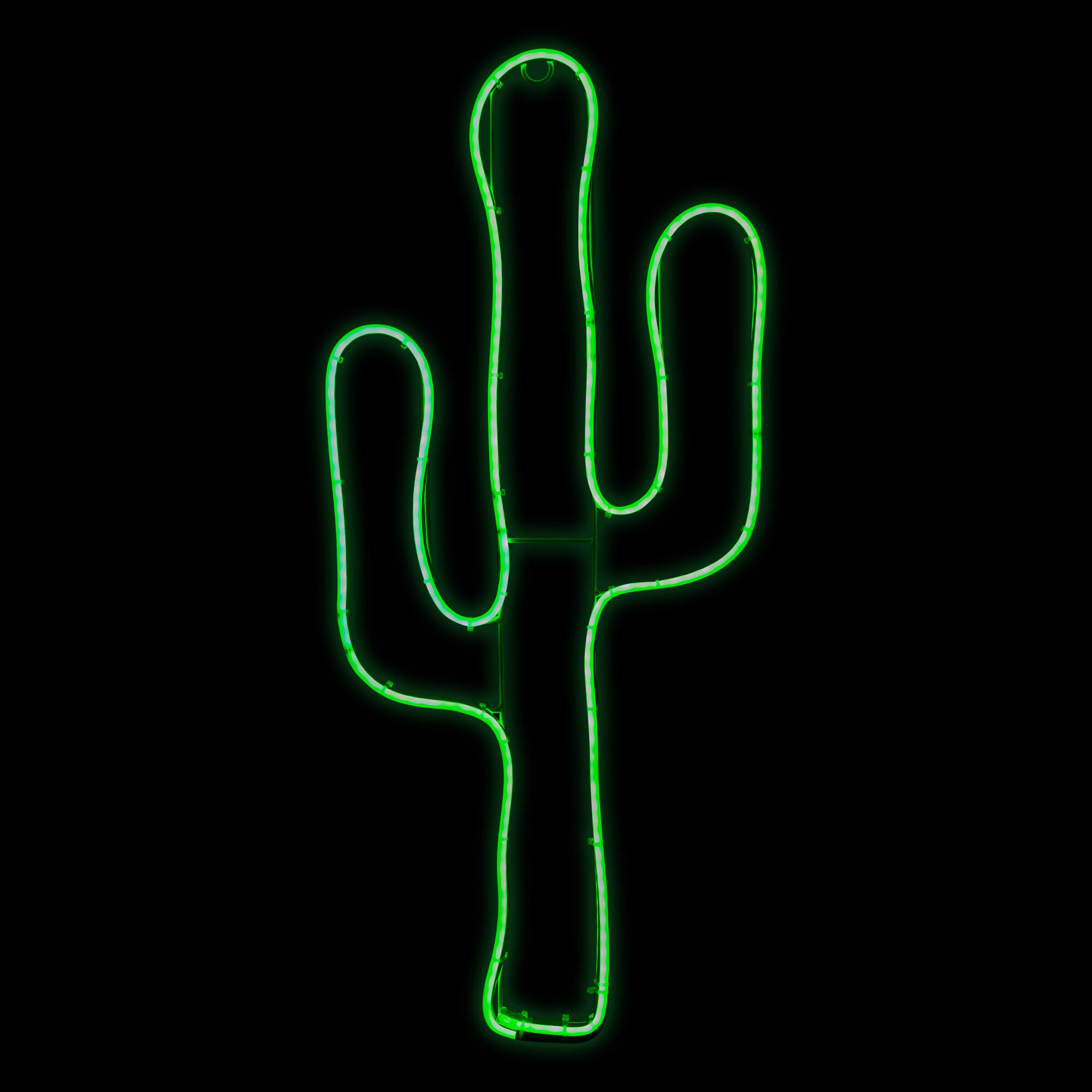 Front. Northlight - LED Cactus Neon Lighted Wall Art - 24.5" - Green - Green.