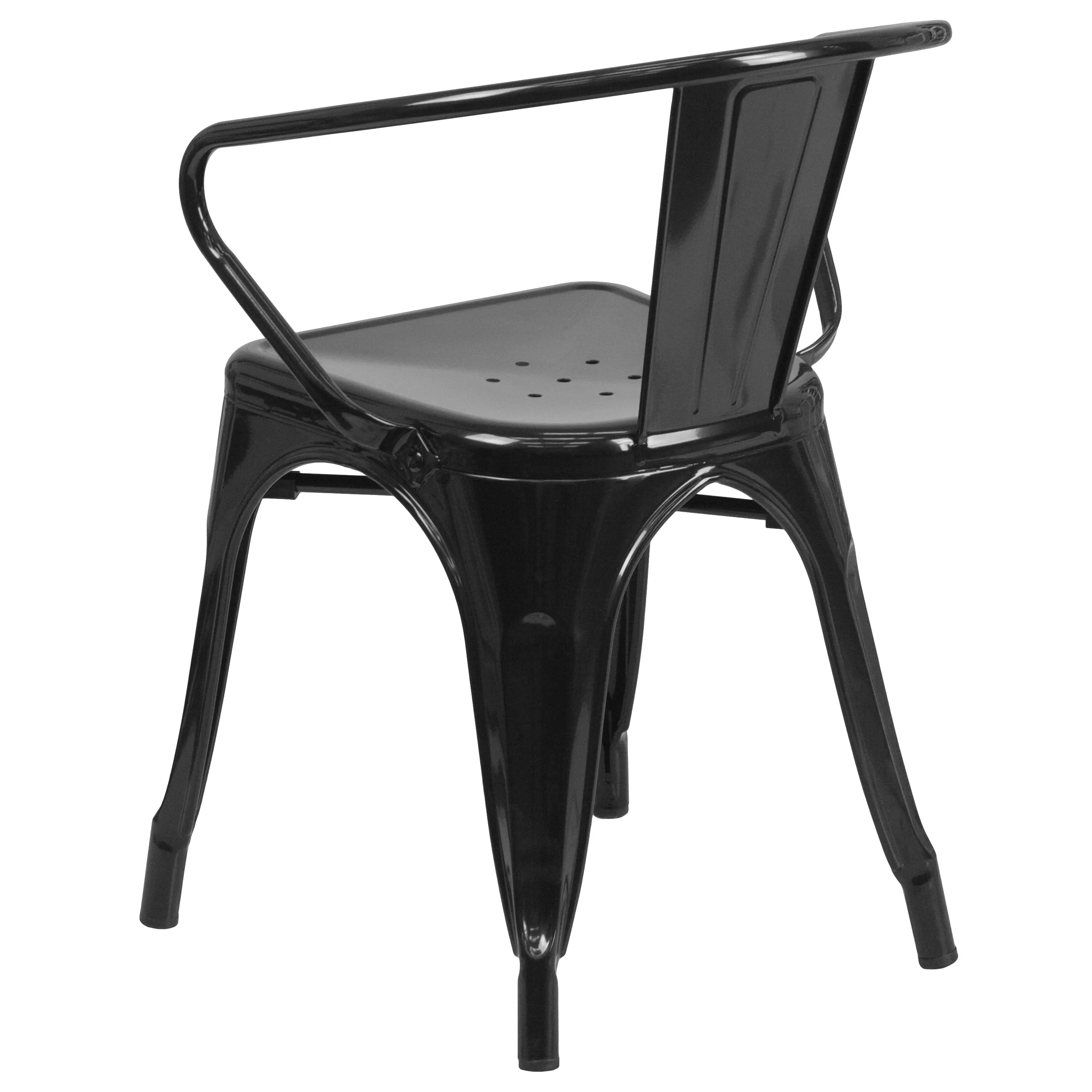 Alt View 5. Emma + Oliver - Commercial Grade Colorful Metal Indoor-Outdoor Chair with Arms - Black.