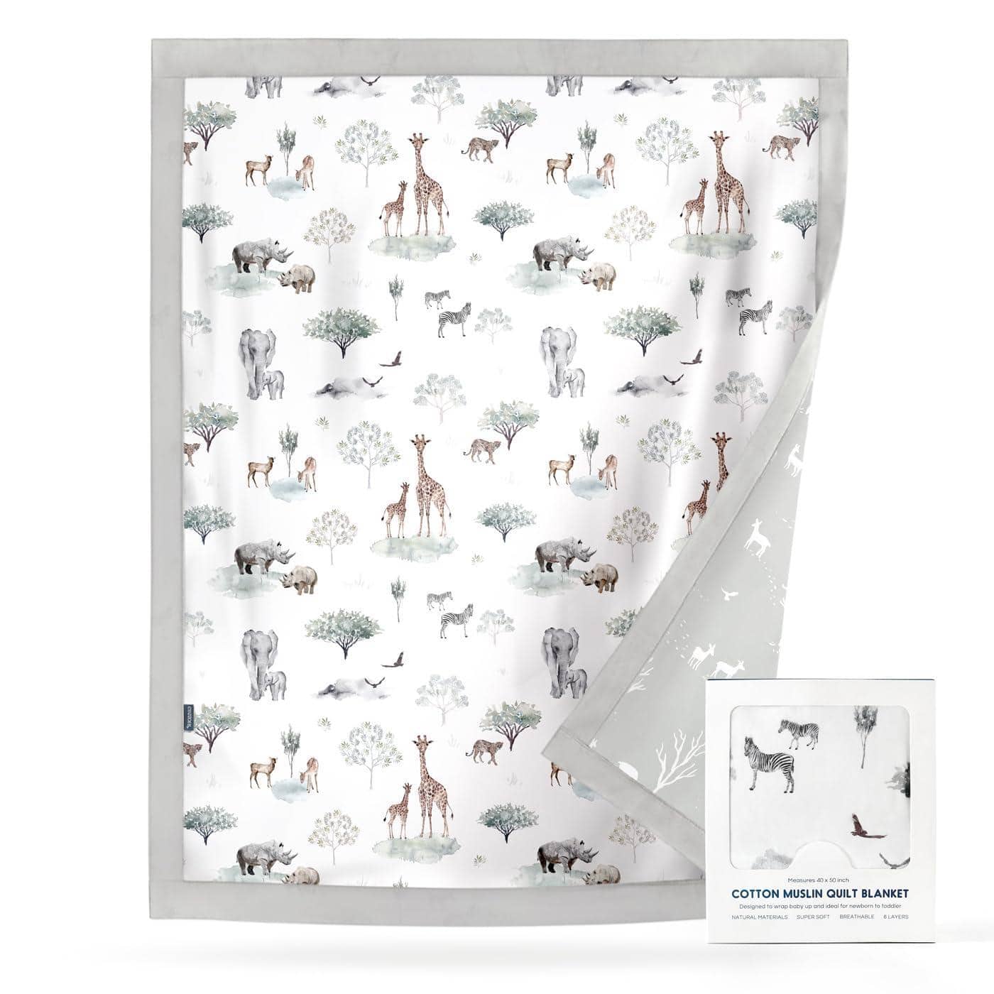 Dapper Styles - Cotton Muslin Quilt Blanket Silky Soft And Breathable Oversized Blankets For 6 Layers Reversible Design All - Savannah-Medium